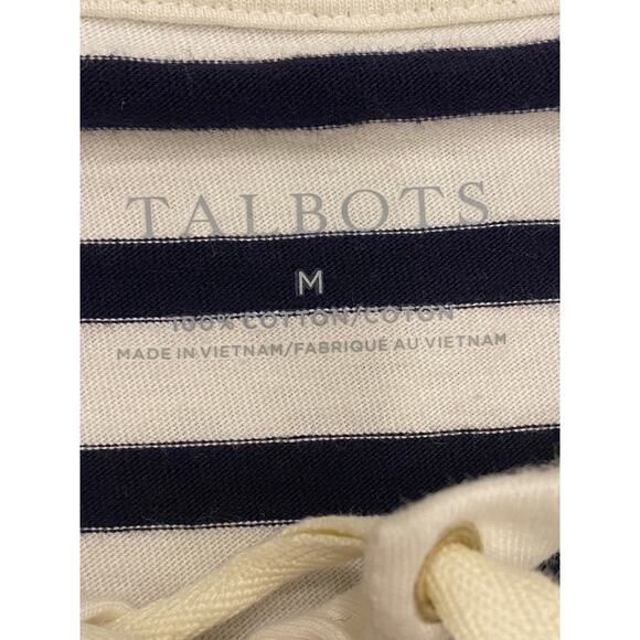 Talbots‎ Brenton Stripe Blue White Short Sleeve Tie Front Tunic 100% Cotton Med - Picture 4 of 6
